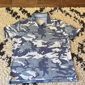 Nike Men's white and Blue Camouflage golf Shirt